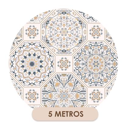 Imagem de Papel de Parede Adesivo Azulejo Português Colonial Branco Bege Azul Amarelo Cozinha Banheiro Lavabo Moderno Quarto Sala de Estar