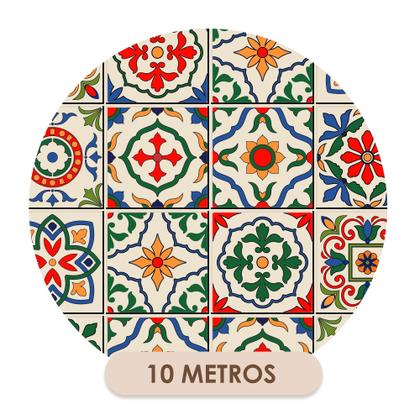 Imagem de Papel de Parede Adesivo Azulejo Português Colorido Cozinha Banheiro Moderno Quarto Sala de Estar