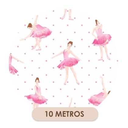 Imagem de Papel de Parede Adesivo Bailarina Rosa Bolinha Infantil Menina Bebê Moderno Quarto Sala de Estar