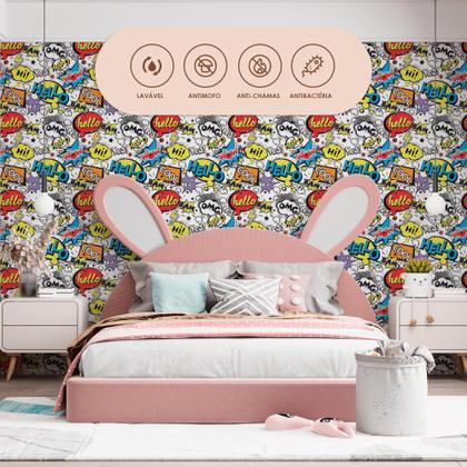 Imagem de Papel de Parede Adesivo Comics Quadrinhos HQ Colorido Teen Juvenil Quarto Sala de Jogos