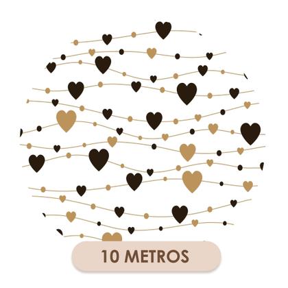 Imagem de Papel De Parede Adesivo Coração Preto E Gold Quarto 10m