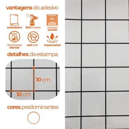 Imagem de Papel de Parede Adesivo Cozinha Resistente a Alta Temperatura Azulejo Metro Branco 500x60cm