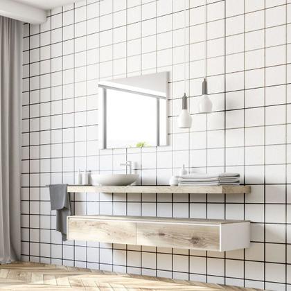Imagem de Papel de Parede Adesivo Cozinha Resistente a Alta Temperatura Azulejo Metro Branco 500x60cm