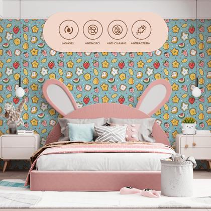 Imagem de Papel De Parede Adesivo Cozinha Restaurante Lanchinhos Frutas e Legumes