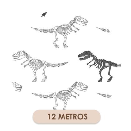 Imagem de Papel de Parede Adesivo Dinossauro T-rex Esqueleto Minimalista Infantil Cinza Quarto 