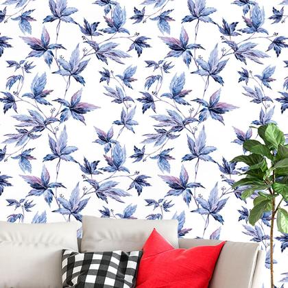 Imagem de Papel de Parede Adesivo Floral Azul - 217