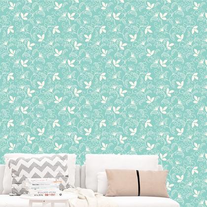 Imagem de Papel de Parede Adesivo Floral Turquesa - 004