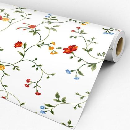 Imagem de Papel de Parede Adesivo Floral Vermelho - 199