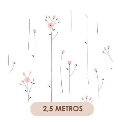 Imagem de Papel de Parede Adesivo Flores Flor Rosa Delicado Fundo Branco Infantil Bebê Moderno Quarto Sala de Estar