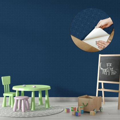 Imagem de Papel de Parede Adesivo Geométrico Abstrato Azul Marinho Moderno Quarto Sala de Estar