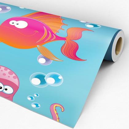 Imagem de Papel de Parede Adesivo Infantil Fundo do Mar - 048