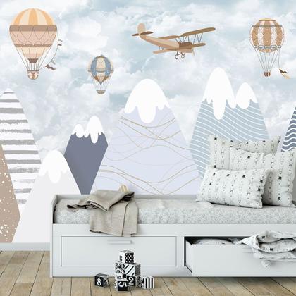 Imagem de Papel de Parede Adesivo Infantil Montanhas Balões Quarto Menino - 641pcp