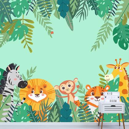 Imagem de Papel de Parede Adesivo Infantil Safari Animais Quarto Bebe - 719pcp