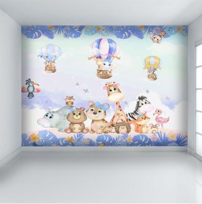 Imagem de Papel De Parede Adesivo Infantil Safari Balão