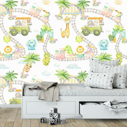 Imagem de Papel de Parede Adesivo Infantil Safari Floresta Bebe Quarto - 483pcp