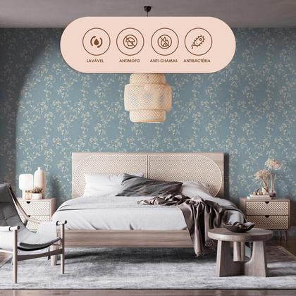 Imagem de Papel De Parede Adesivo Lavável Arabesco Provençal Azulado