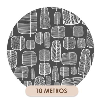 Imagem de Papel De Parede Adesivo Lavável Arvore Abstrata Chumbo e Branco Quarto Sala de Estar