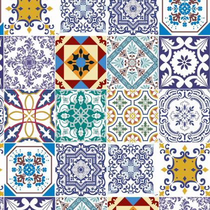 Imagem de Papel de Parede Adesivo Lavável Azulejo Português  15m