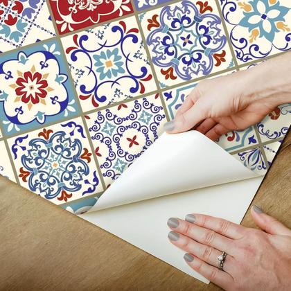 Imagem de Papel De Parede Adesivo Lavável Cozinha Azulejo Português Sala Banheiro