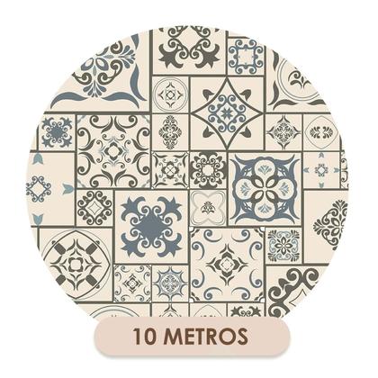 Imagem de Papel De Parede Adesivo Lavável Cozinha Azulejo Português Tons de Bege