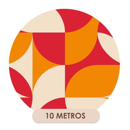 Imagem de Papel De Parede Adesivo Lavável Cozinha Formas Geométricas Abstratas Vermelho Laranja E Bege