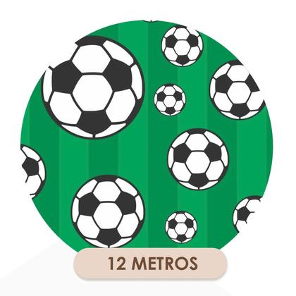 Imagem de Papel De Parede Adesivo Lavável Infantil Menino Bolas de Futebol Fundo Verde