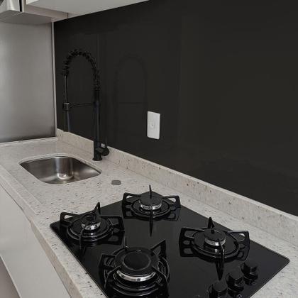 Imagem de Papel de Parede Adesivo Lavavel Laca Super Brilho e Alta Temperatura Preto 500x60cm