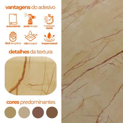 Imagem de Papel de Parede Adesivo Lavavel Marmore Crema Marfil 500x60cm
