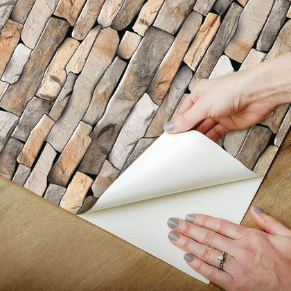 Imagem de Papel De Parede Adesivo Lavável sala Canjinha Pedra Rustica 12m