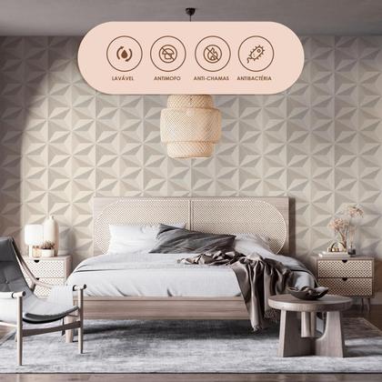 Imagem de Papel De Parede Adesivo Lavável Sala Efeito 3D Linho Marrom Bege