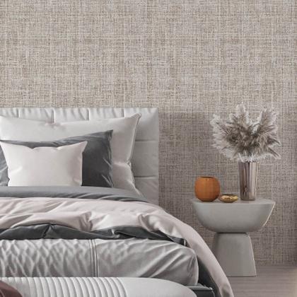 Imagem de Papel De Parede Adesivo Linho Bege Sala Quarto Vinilico 