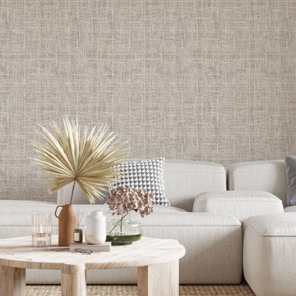 Imagem de Papel De Parede Adesivo Linho Bege Sala Quarto Vinilico 