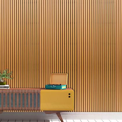 Imagem de Papel De Parede Adesivo Madeira Ripado Claro Para Quarto Sala Cozinha