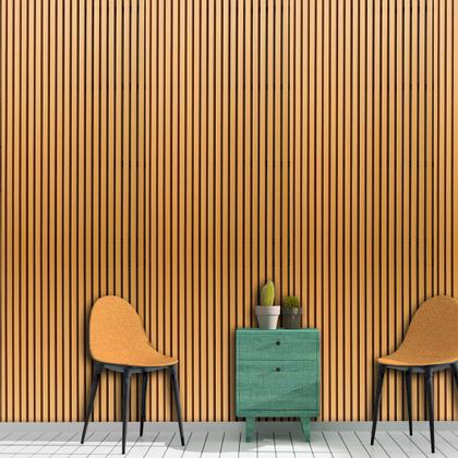 Imagem de Papel De Parede Adesivo Madeira Ripado Claro Para Quarto Sala Cozinha