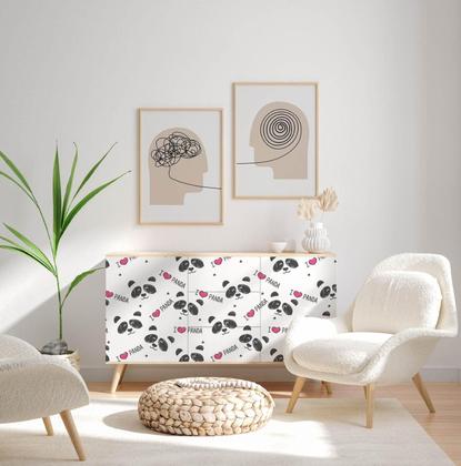 Imagem de Papel De Parede Adesivo Panda Love Ursinho Pet Animais Quarto 3m