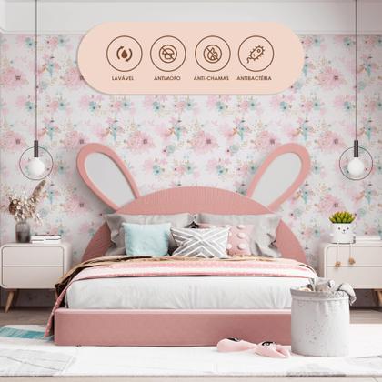 Imagem de Papel De Parede Adesivo Pássaros Rosa E Azul Quarto Menina 1.5m