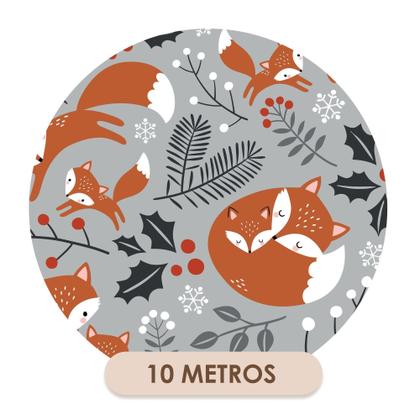 Imagem de Papel de Parede Adesivo Raposinha Bosque Cinza Vermelho Infantil Bebê Delicado Fofo Moderno Quarto 