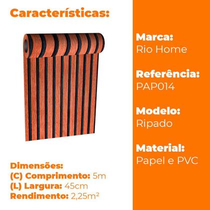 Imagem de Papel de Parede Adesivo Ripado Decorativo 1 Rolo 45cm x 5m - Rio Home