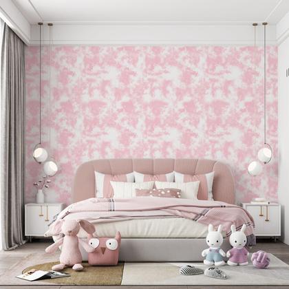 Imagem de Papel De Parede Adesivo Tie Dye Rosa E Branco Quarto Menina  2m