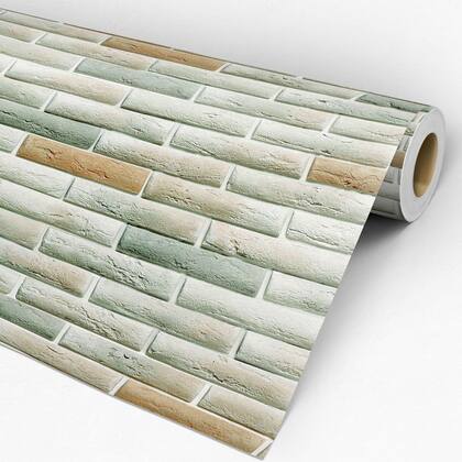Imagem de Papel de Parede Adesivo Tijolo Mesclado Verde - 007