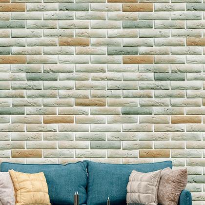 Imagem de Papel de Parede Adesivo Tijolo Mesclado Verde - 007