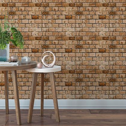 Imagem de Papel De Parede Adesivo Tijolo Para Quarto Sala Tons Marrom