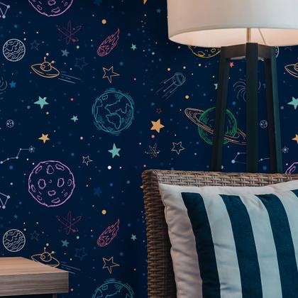 Imagem de Papel de Parede Adesivo Vinil Gamer Coloridos Galáxia 2,70M