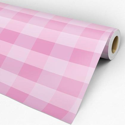 Imagem de Papel de Parede Adesivo Xadrez Rosa - 005