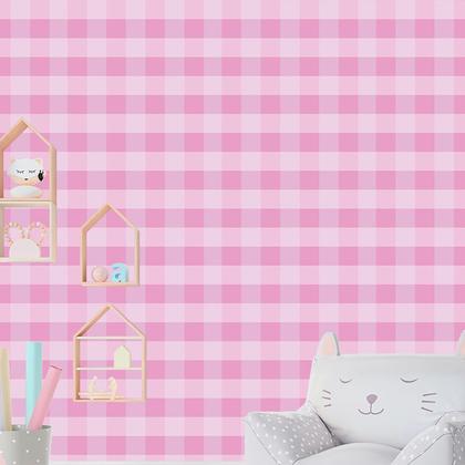 Imagem de Papel de Parede Adesivo Xadrez Rosa - 005