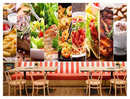 Imagem de Papel De Parede Almoço Pratos Variados 3D Al208