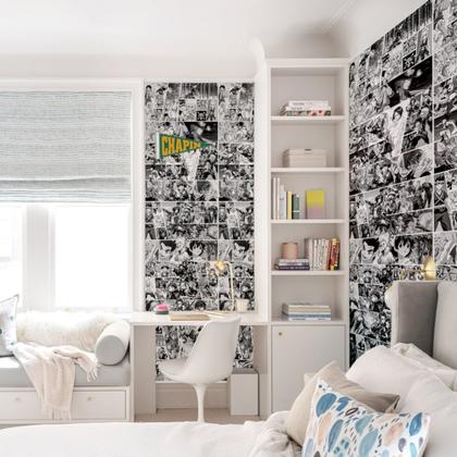 Imagem de Papel de Parede Anime Manga Personagens Cores Preto e Branco PPDIN190 3,00M X 0,50M