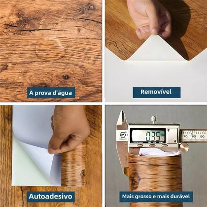 Imagem de Papel de Parede Autoadesivo à Prova d'Água - PVC e Vinil com Textura de Madeira
