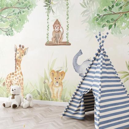 Imagem de Papel de Parede Autoadesivo Safari aquarela  120AX250L - ALGIDECOR