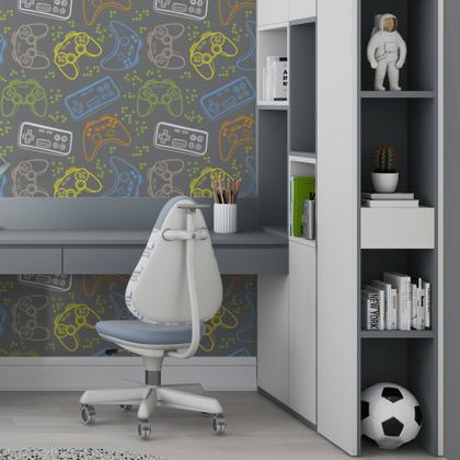 Imagem de Papel de Parede Autoadesivo Vinílico Reforma Vídeo Game Quarto Menino Jovem Controle Joystick Infantil